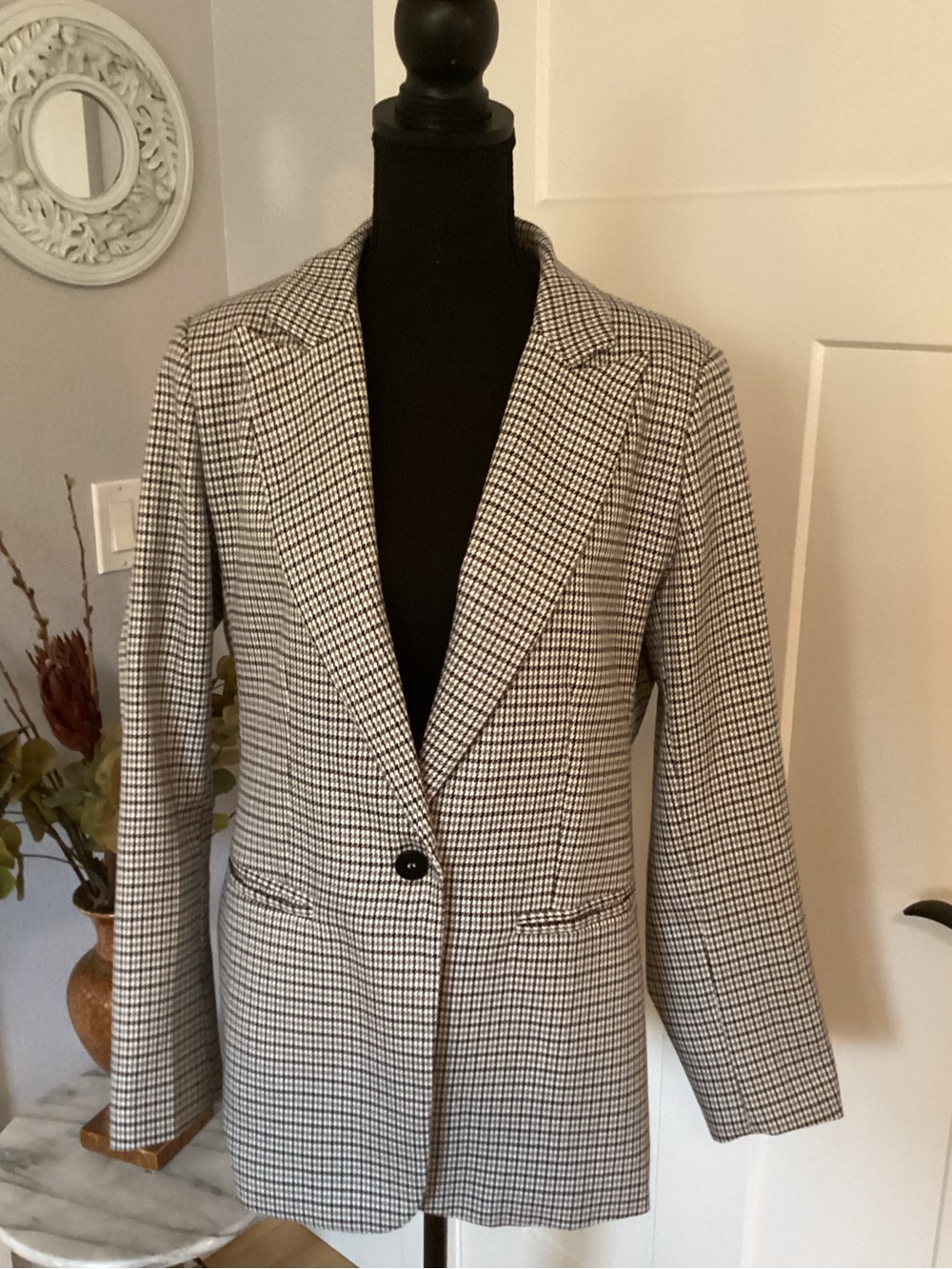Source Unknown Black and White Glen Plaid Blazer